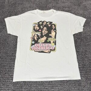 Olivia Rodrigo Hanes Mens L White Graphic Print Short Sleeve T Shirt Tee